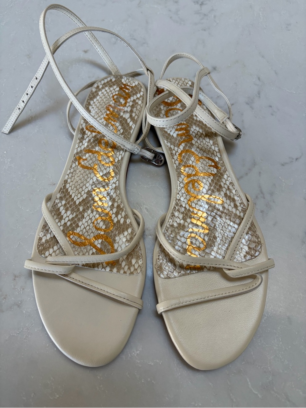 Sam Edelman Ellina Ivory Strappy Ankle-Tie Sandals